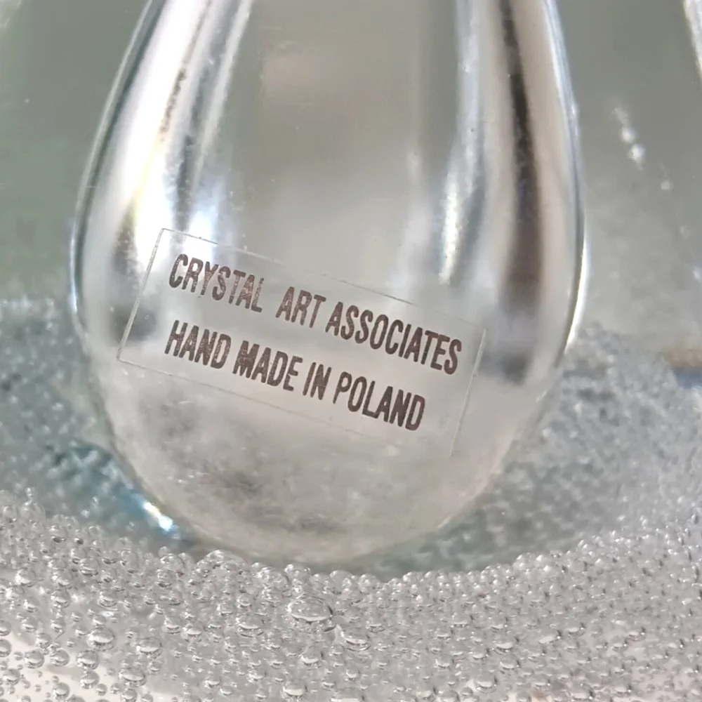Hand blown Polish bubbled Crystal Oil Lamp. Crystal Art Associates.